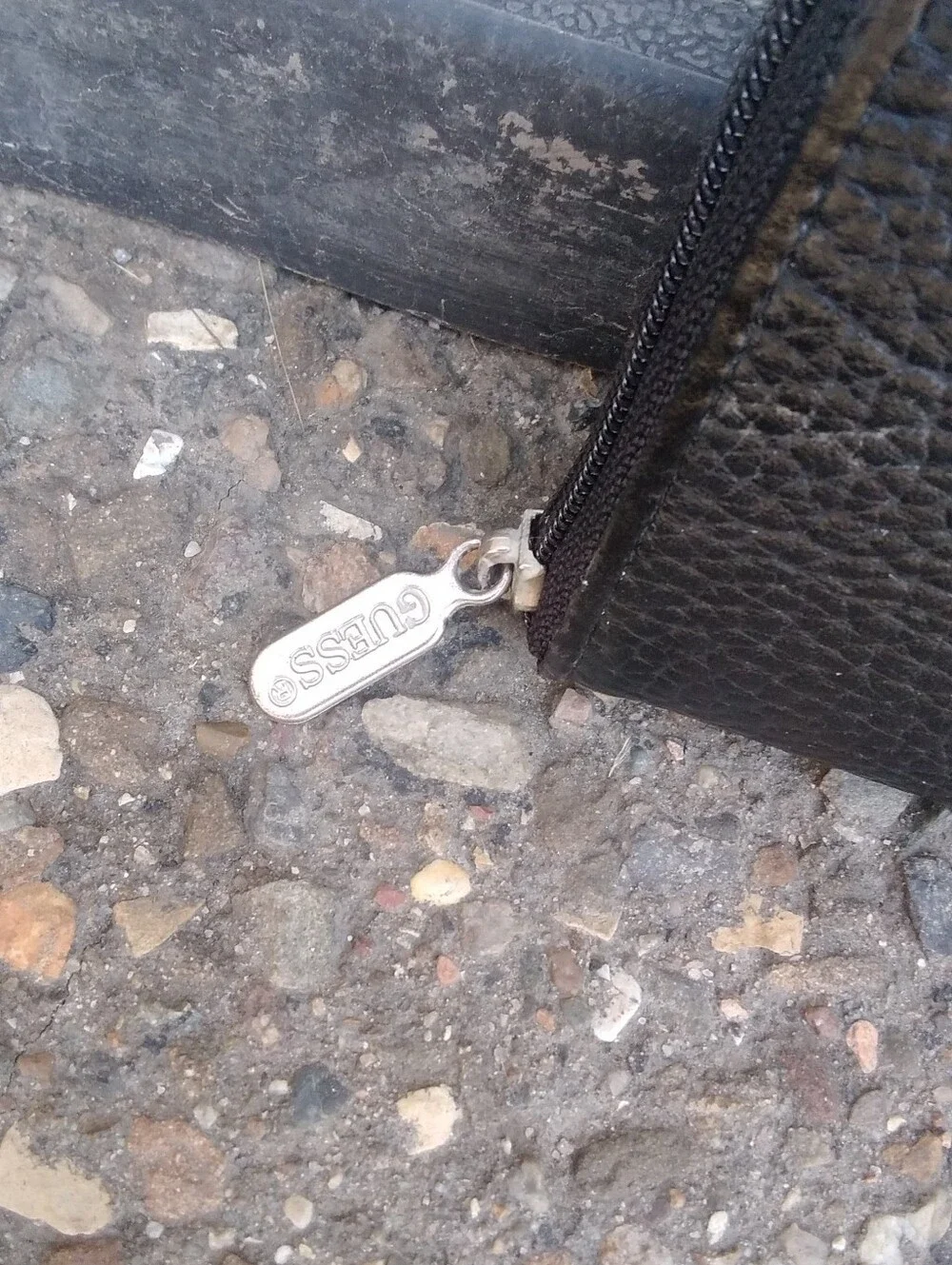 GUESS Black Pebbled Zip-Around Wallet